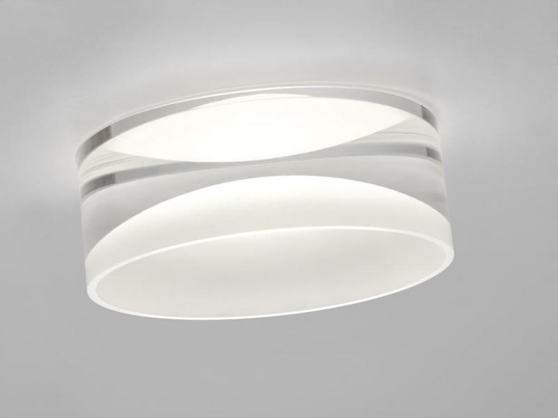 Glas LED Decken-Einbauleuchte Helestra SKA in weiß dimmbar